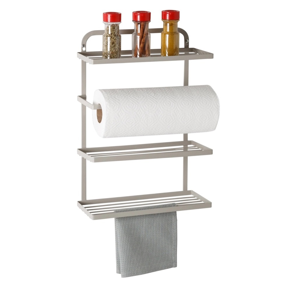 NIB Honey-Can-Do Steel spice rack wall mounted / over door w paper towel storage
